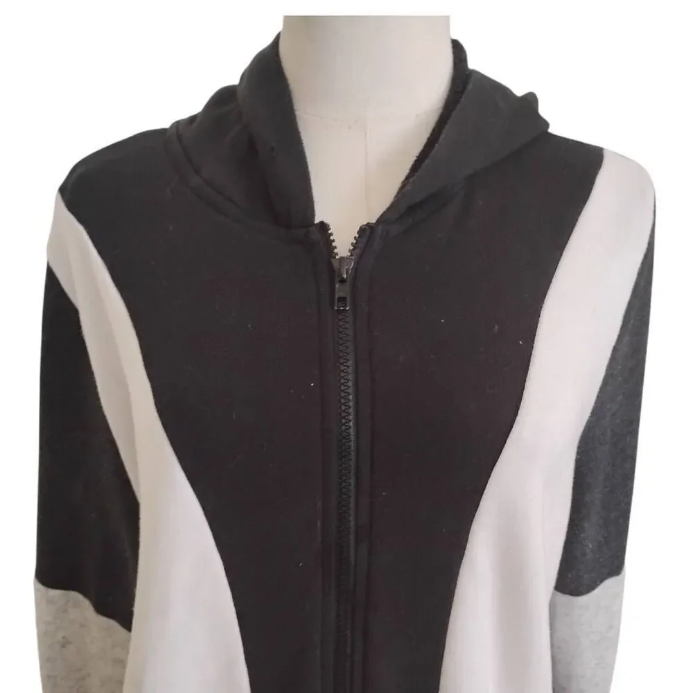 Pink Victoria's Secret Black White Zip Closure Hoodie Size‎ Large